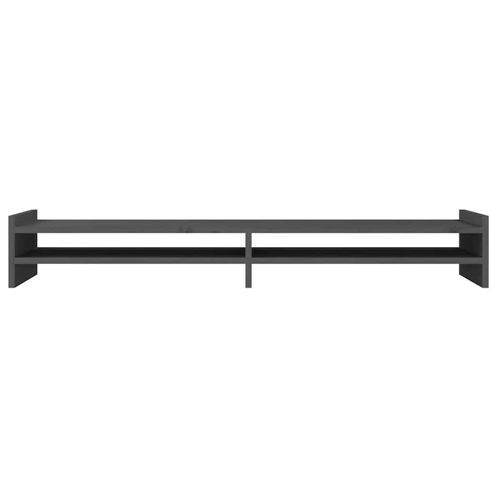 Stalak za monitor sivi 100x27x15 cm od masivne borovine