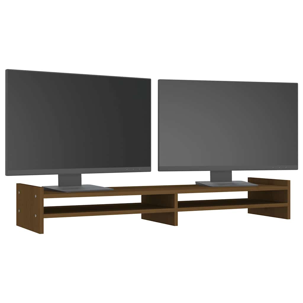 Stalak za monitor boja meda 100x27x15 cm od masivne borovine