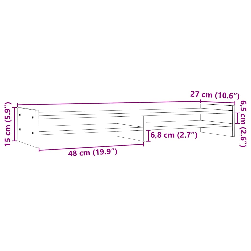 Stalak za monitor boja meda 100x27x15 cm od masivne borovine