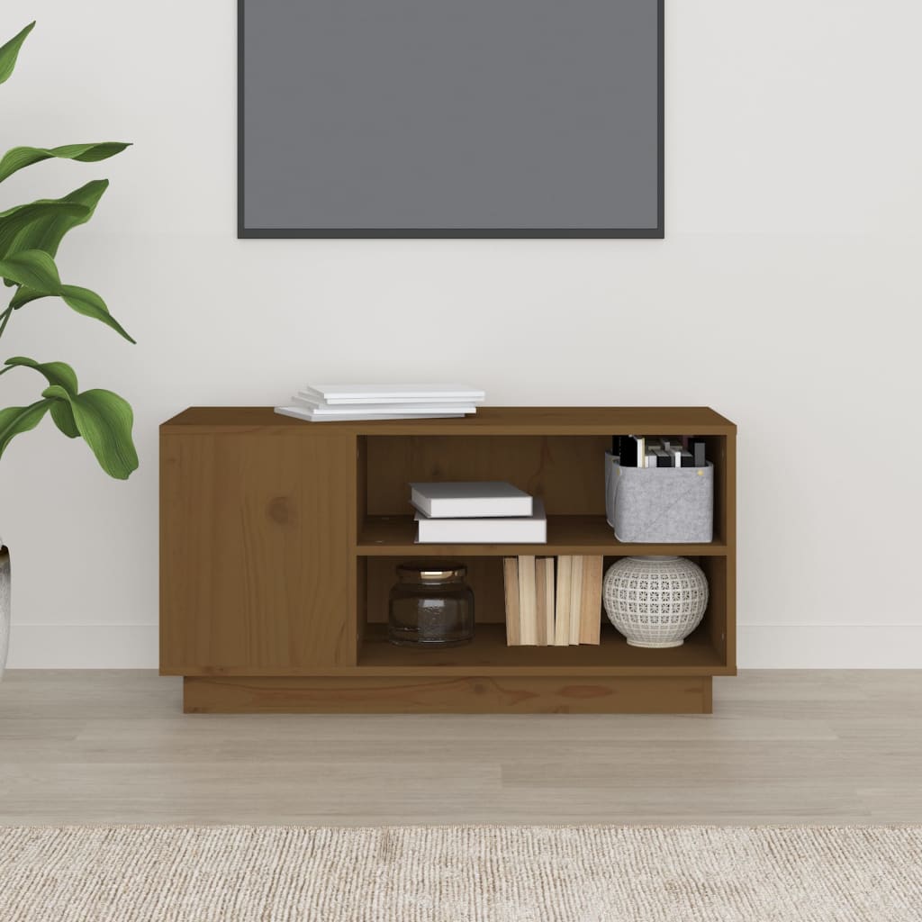 TV ormarić smeđa boja meda 80x34x40,5 cm od masivne borovine