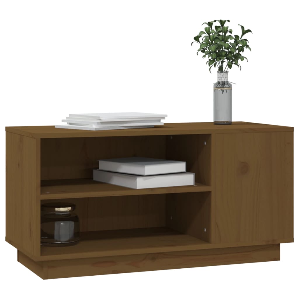 TV ormarić smeđa boja meda 80x34x40,5 cm od masivne borovine