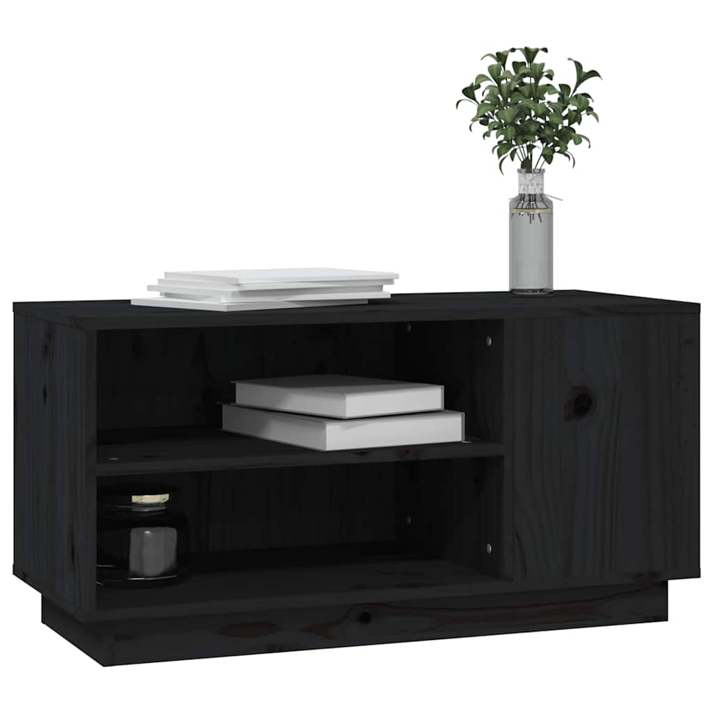 TV ormarić Crna 80 x 35 x 40,5 cm od masivne borovine