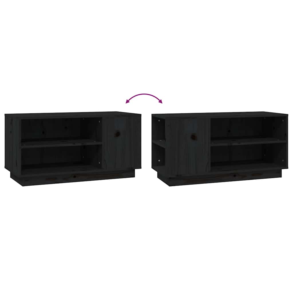 TV ormarić Crna 80 x 35 x 40,5 cm od masivne borovine