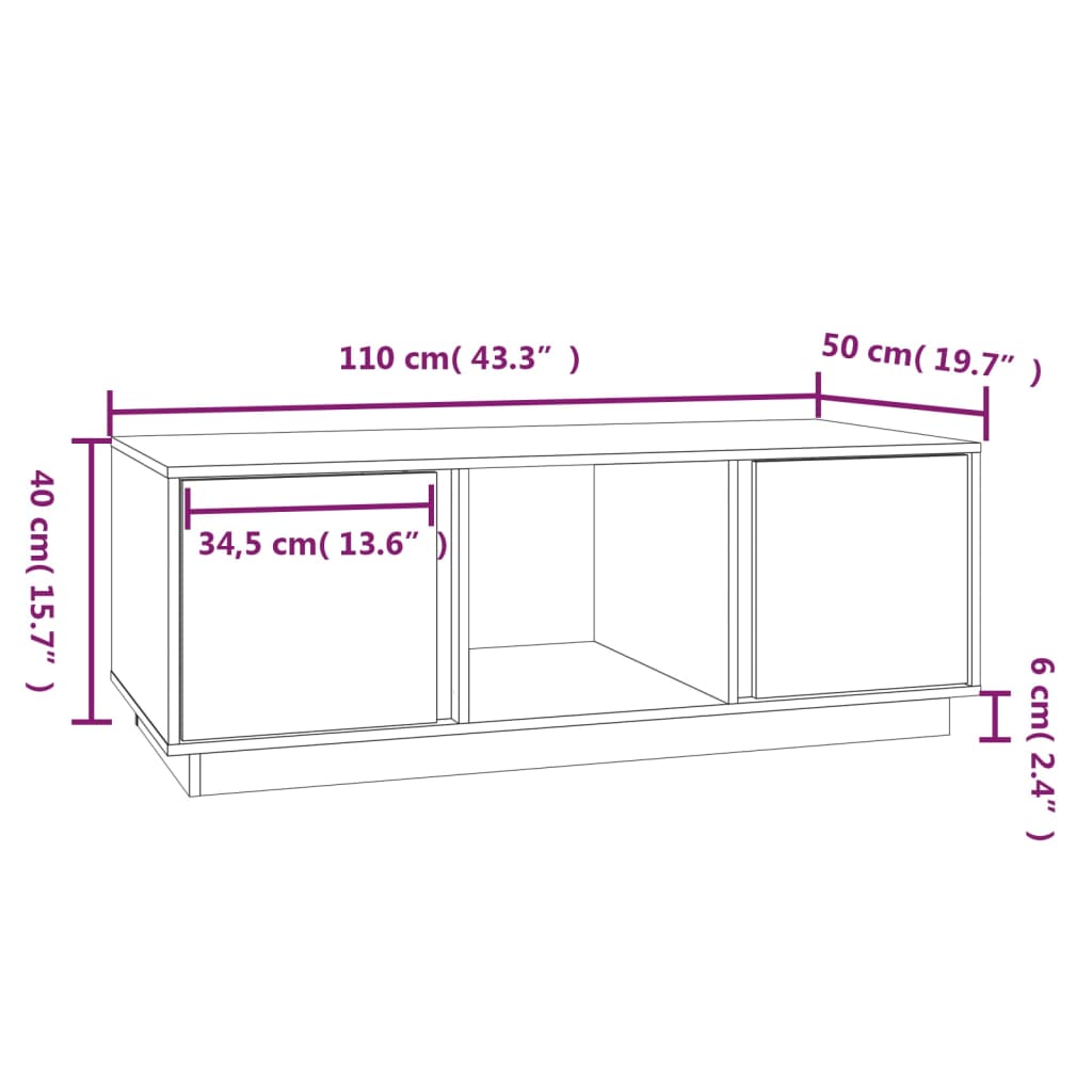 Stolić za kavu 110x50x40 cm od masivne borovine