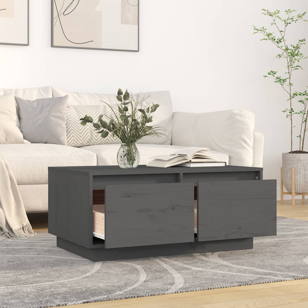 Stolić za kavu sivi 80 x 50 x 35 cm od masivne borovine