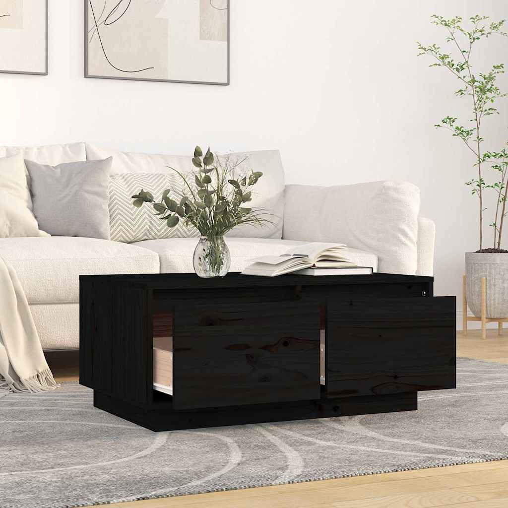 Stolić za kavu crni 80 x 50 x 35 cm od masivne borovine
