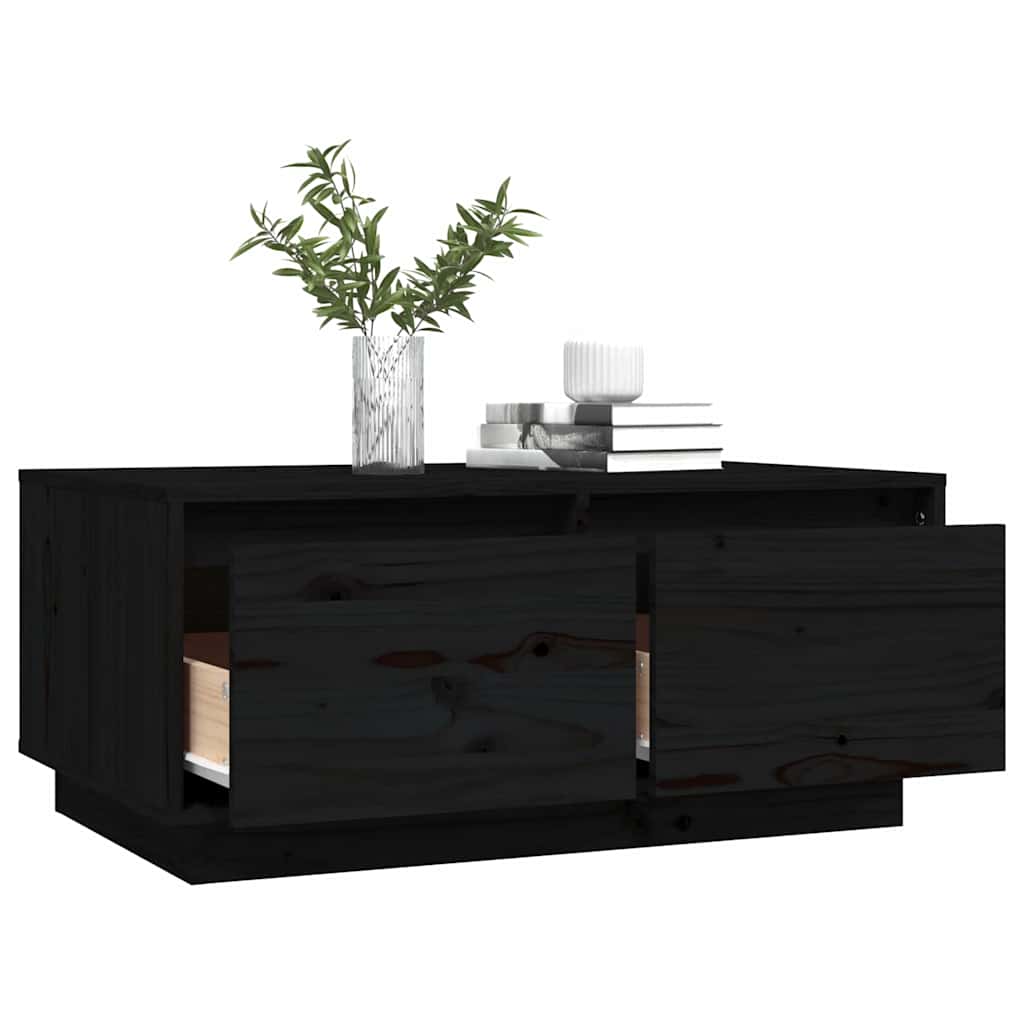 Stolić za kavu crni 80 x 50 x 35 cm od masivne borovine
