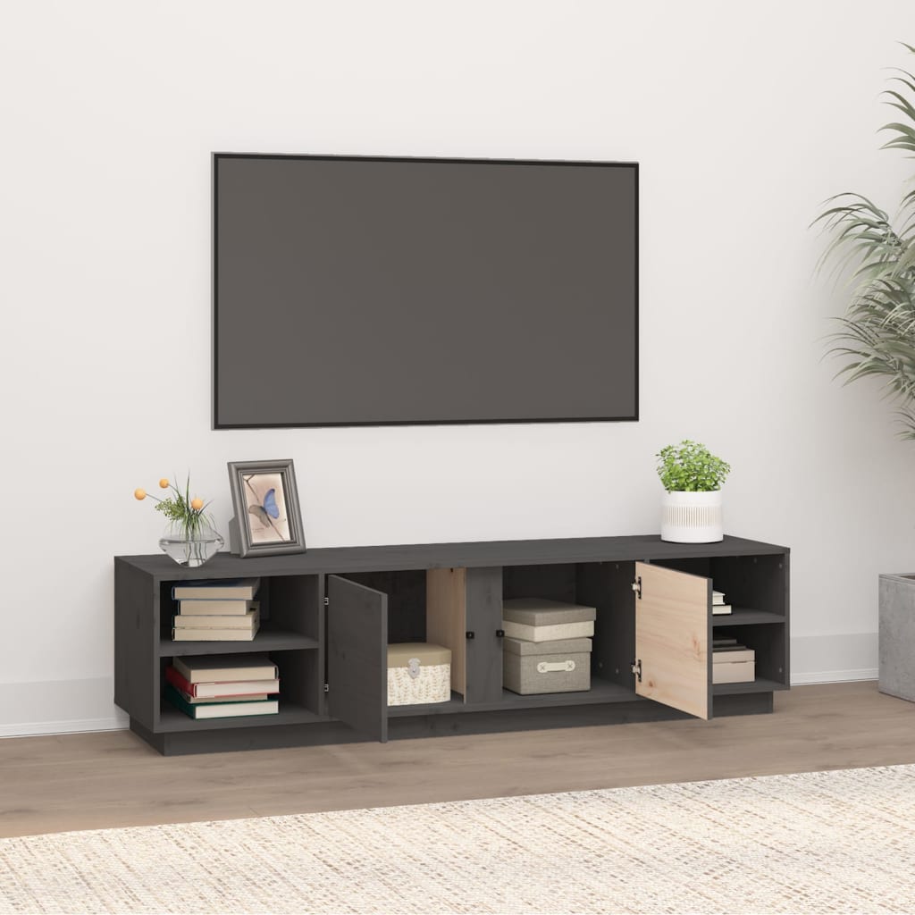 TV ormarić sivi 156 x 40 x 40 cm od masivne borovine