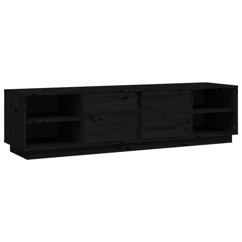 TV ormarić crni 156 x 40 x 40 cm od masivne borovine