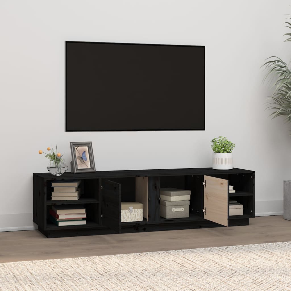 TV ormarić crni 156 x 40 x 40 cm od masivne borovine