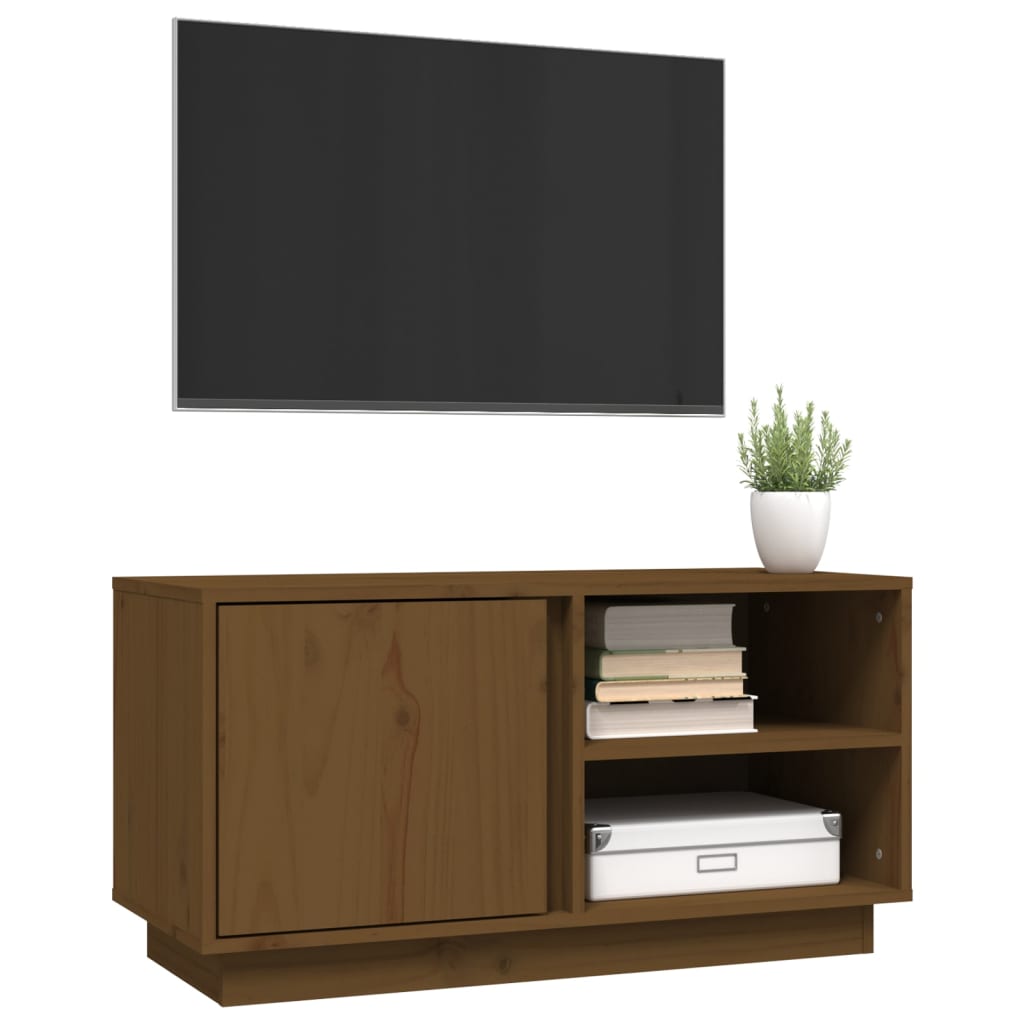 TV ormarić smeđa boja meda 80x34x40,5 cm od masivne borovine