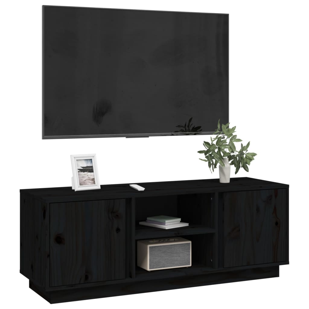 TV ormarić crni 110 x 35 x 40,5 cm od masivne borovine