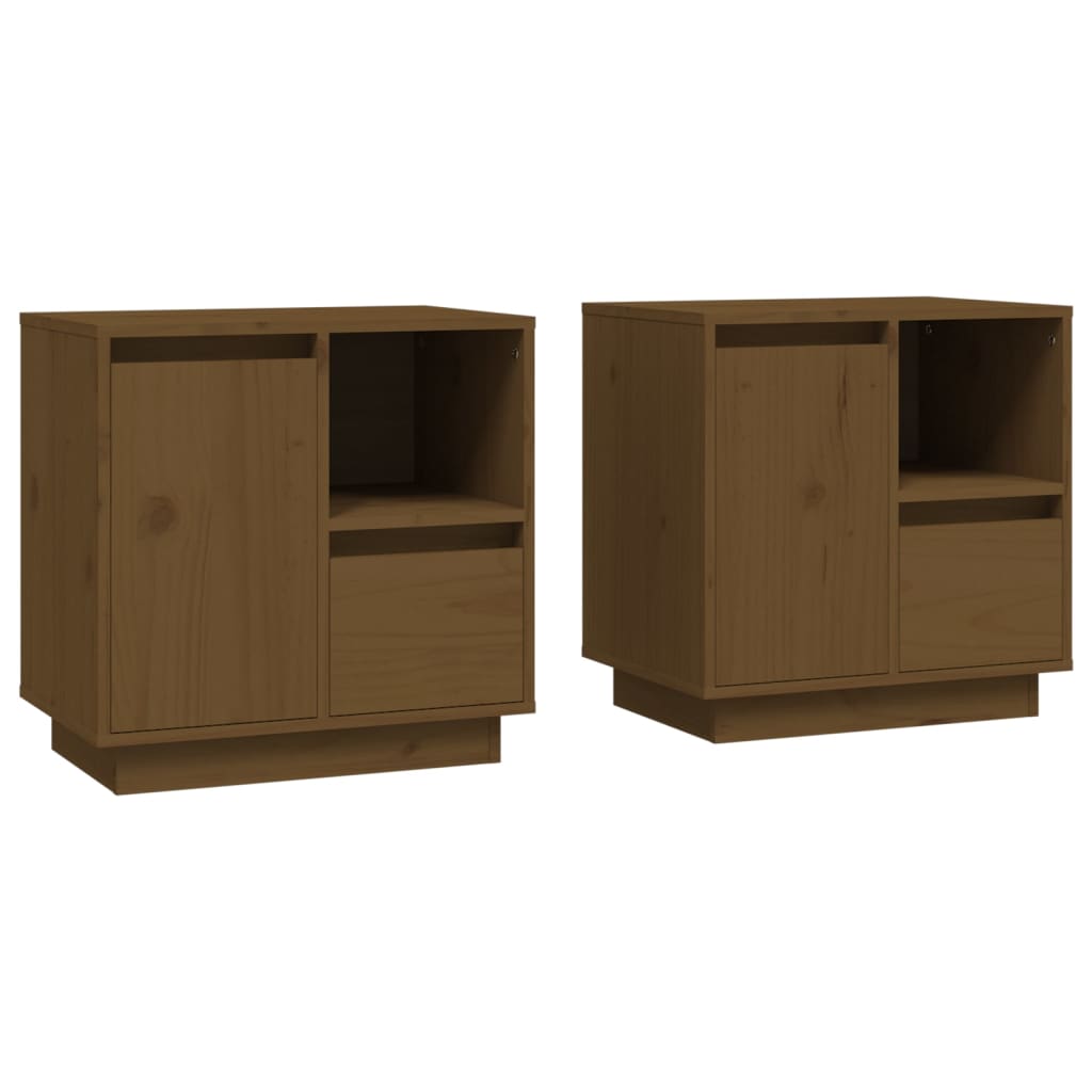 Noćni ormarići 2 kom boja meda 50x34x50 cm od masivne borovine
