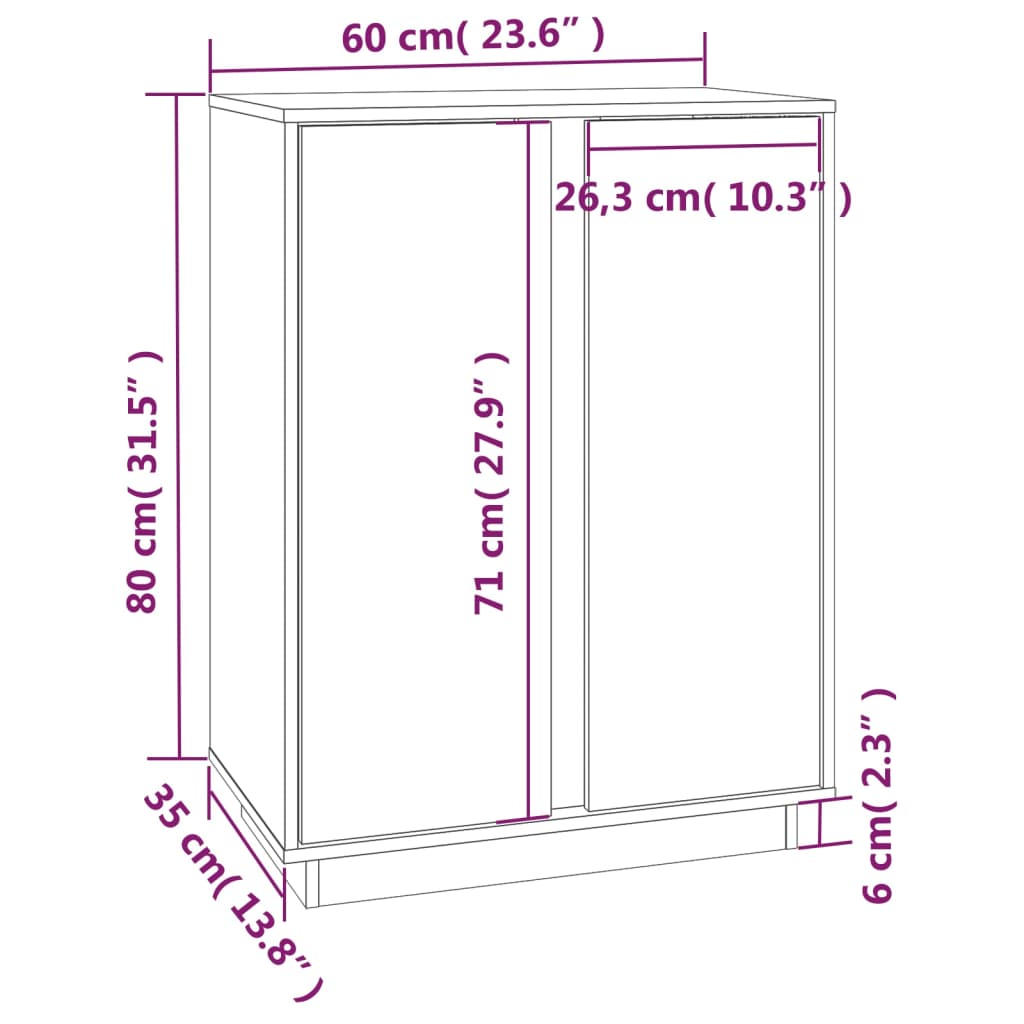 Komoda siva 60 x 35 x 80 cm od masivne borovine