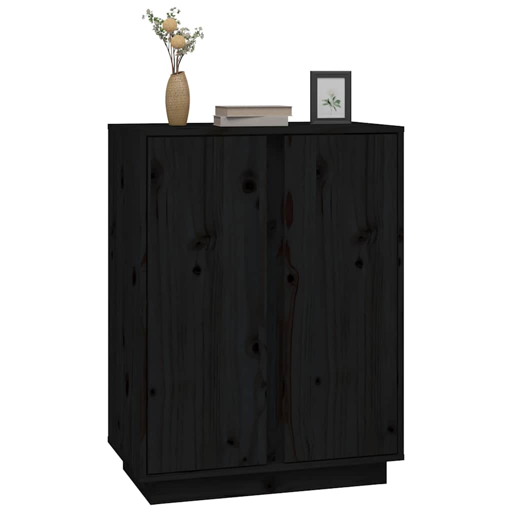 Komoda crna 60 x 35 x 80 cm od masivne borovine