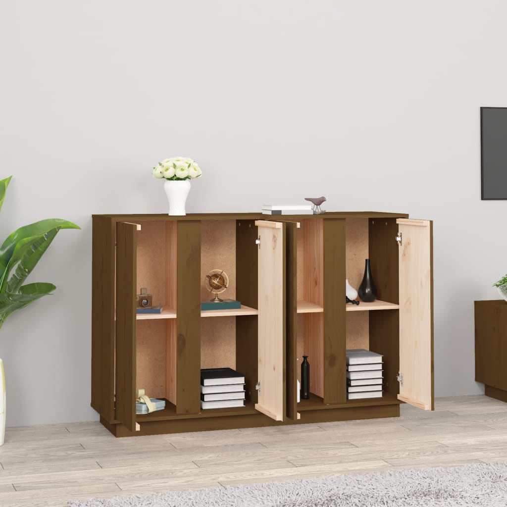 Komoda smeđa boja meda 120 x 35 x 80 cm od masivne borovine