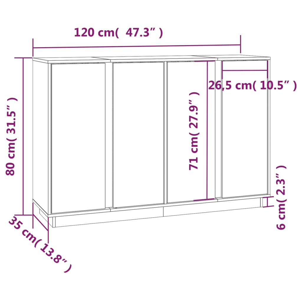 Komoda smeđa boja meda 120 x 35 x 80 cm od masivne borovine