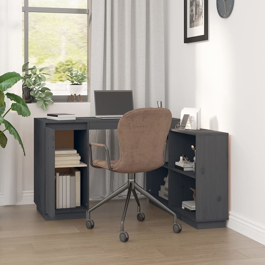 Radni stol sivi 110 x 50 x 75 cm od masivne borovine