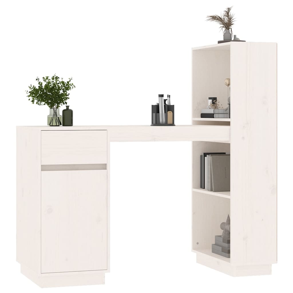 Radni stol bijeli 110 x 53 x 117 cm od masivne borovine