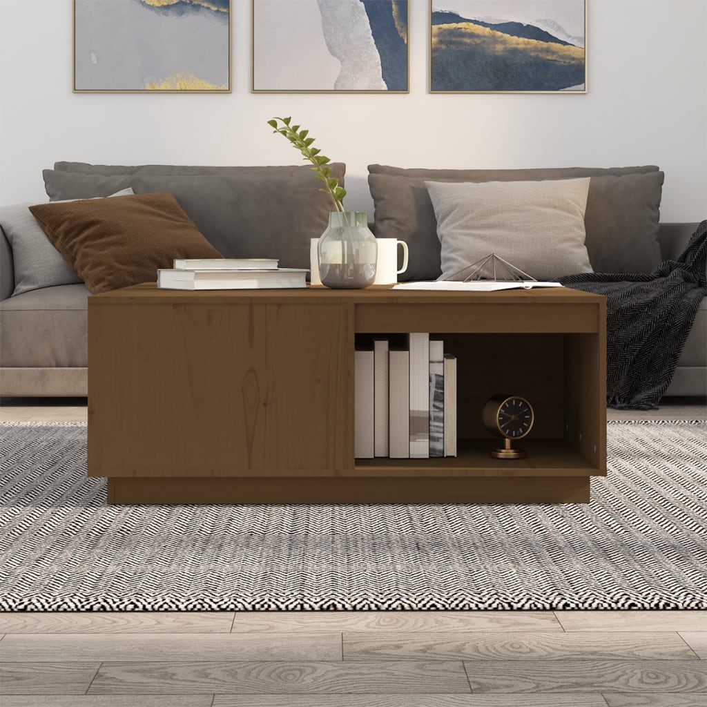 Stolić za kavu boja meda 100 x 101 x 40,5 cm masivna borovina