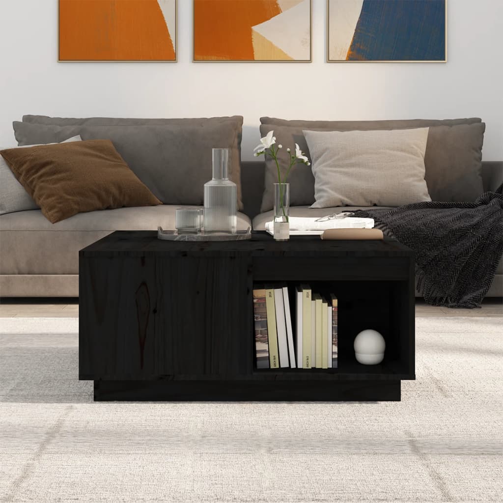 Stolić za kavu crni 80x81x36,5 cm od masivne borovine