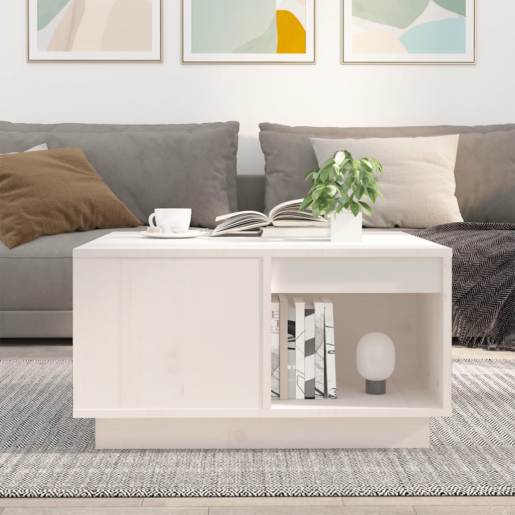 Stolić za kavu Bijela 60x61x32,5 cm od masivne borovine