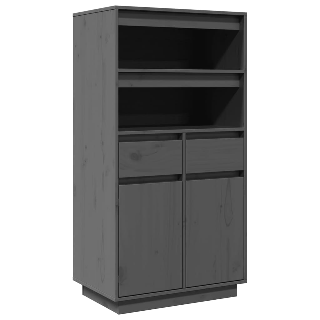 Visoka komoda siva 60 x 40 x 116,5 cm od masivne borovine