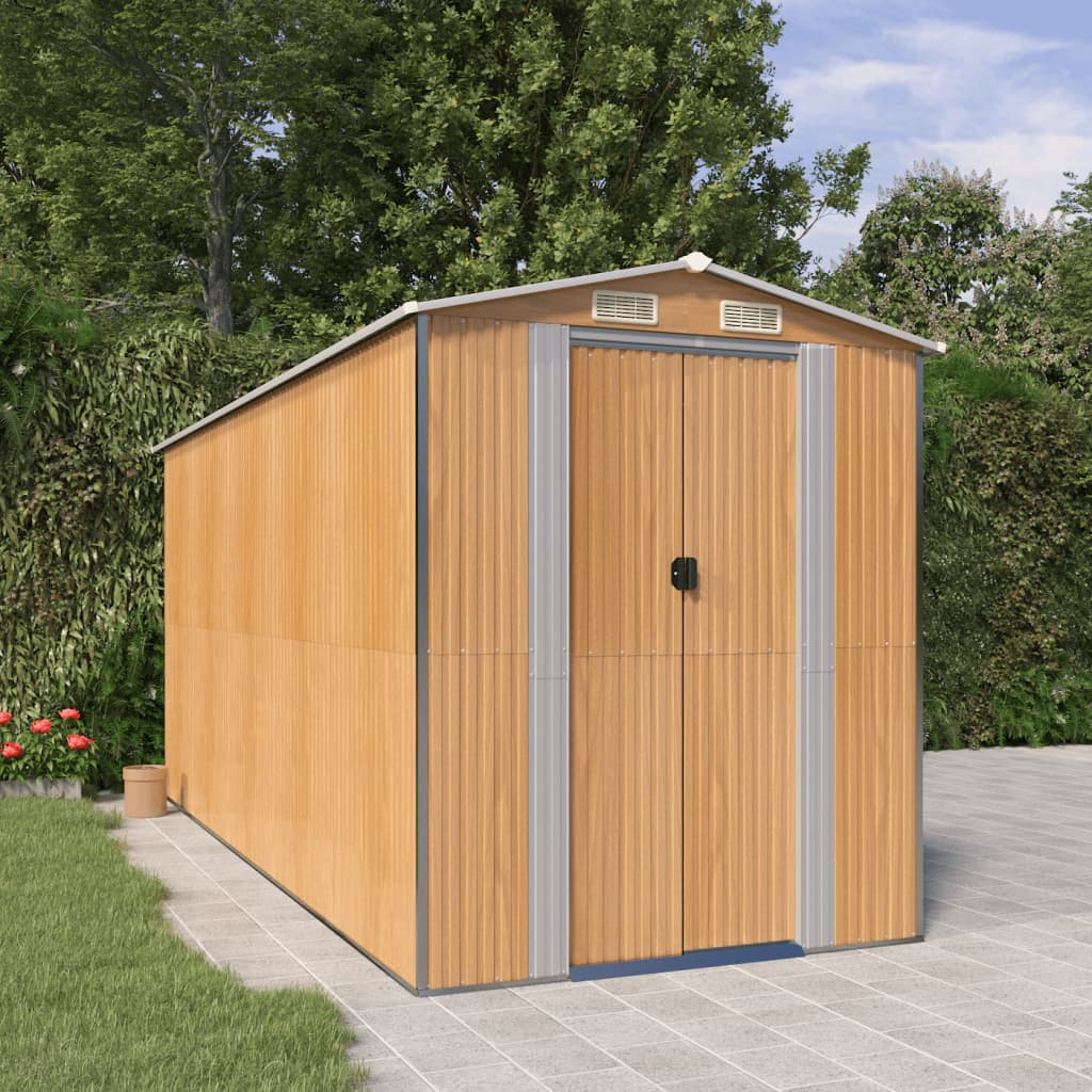 Vrtno spremište svjetlosmeđe 192x440x223 cm pocinčani čelik