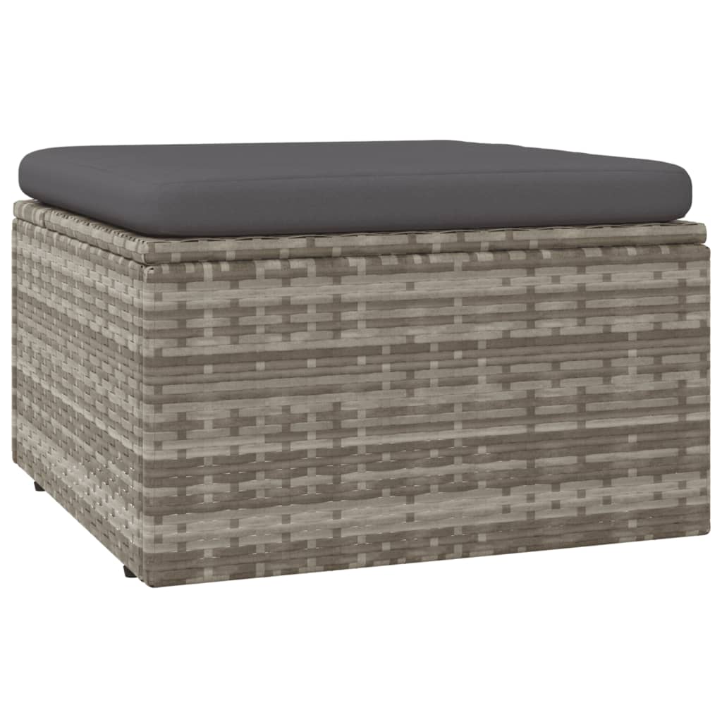 Vrtni tabure s jastukom sivi 55 x 55 x 30 cm od poliratana