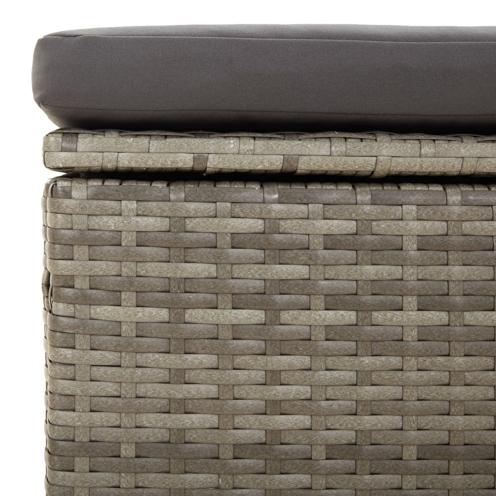 Vrtni tabure s jastukom sivi 55 x 55 x 30 cm od poliratana