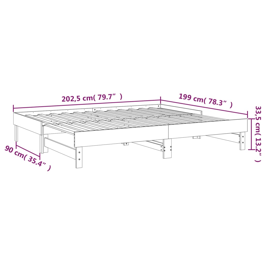 Dnevni ležaj na razvlačenje boja meda 2 x (100x200) cm borovina