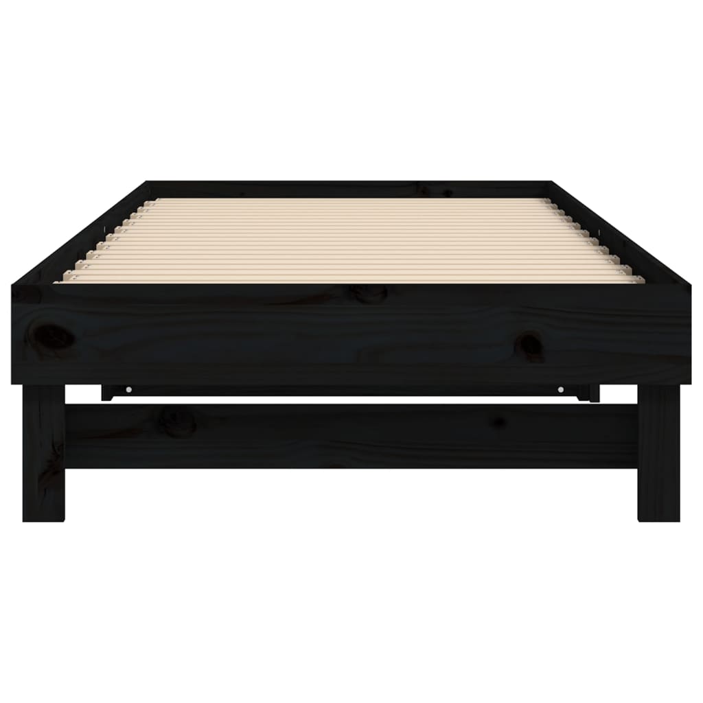 Dnevni ležaj na izvlačenje crni 2x(100x200) cm masivna borovina