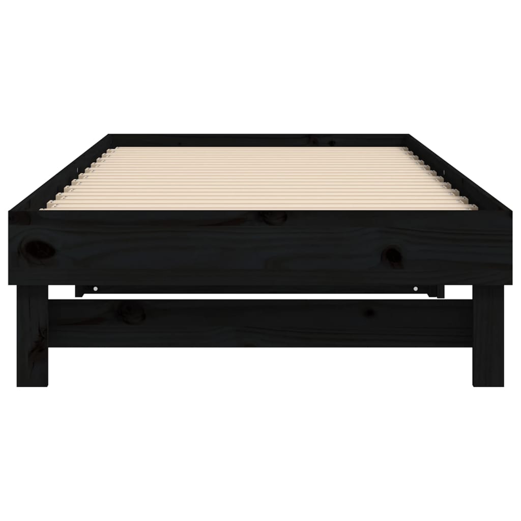 Dnevni ležaj na izvlačenje crni 2x(90x200) cm masivna borovina