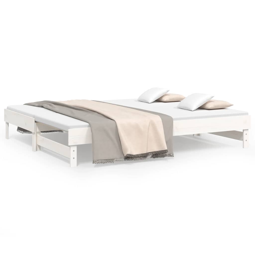 Dnevni ležaj na izvlačenje bijeli 2x(80x200)cm masivna borovina