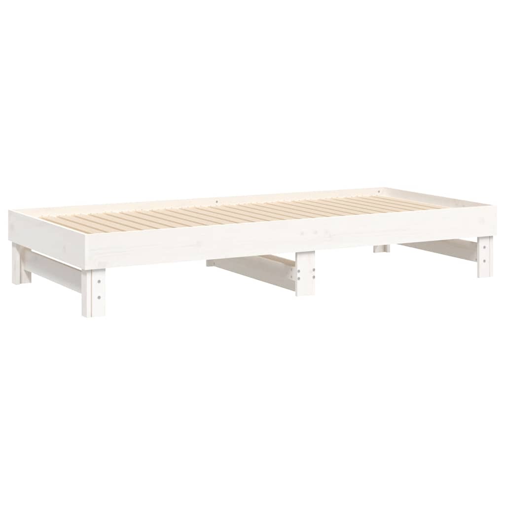 Dnevni ležaj na izvlačenje bijeli 2x(80x200)cm masivna borovina