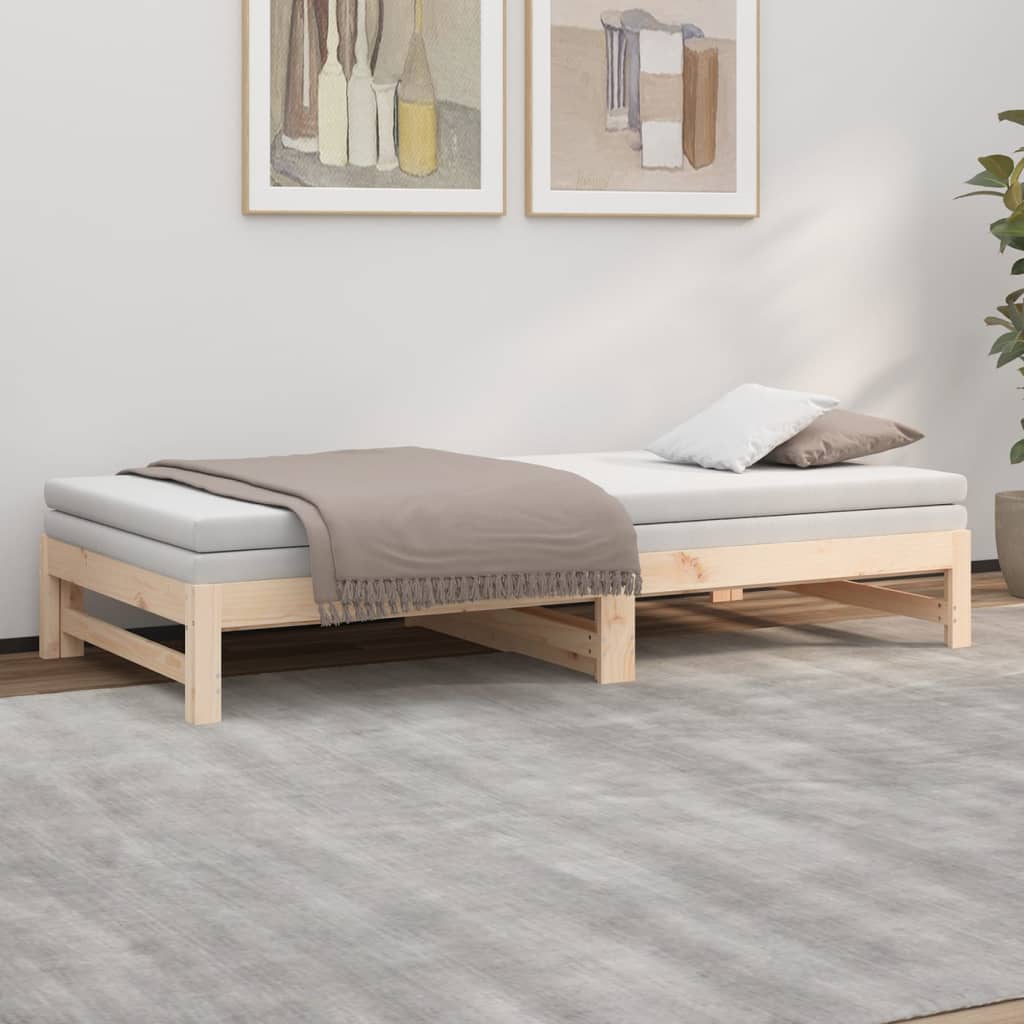 Dnevni ležaj na izvlačenje 2x (80 x 200) cm od masivne borovine