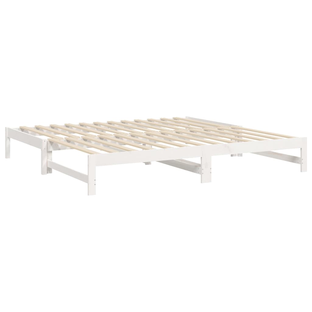 Dnevni ležaj na izvlačenje bijeli 2x(80x200)cm masivna borovina