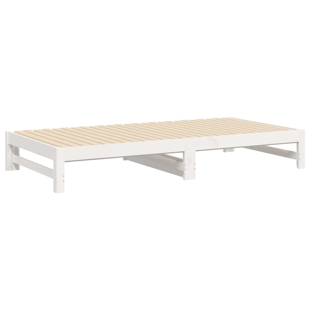 Dnevni ležaj na izvlačenje bijeli 2x(80x200)cm masivna borovina