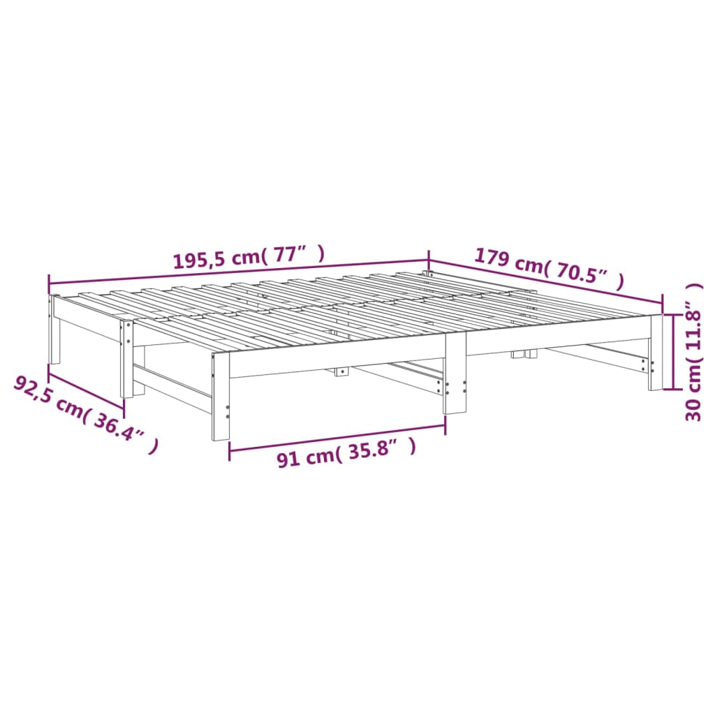 Dnevni ležaj na izvlačenje bijeli 2x(90x190)cm masivna borovina