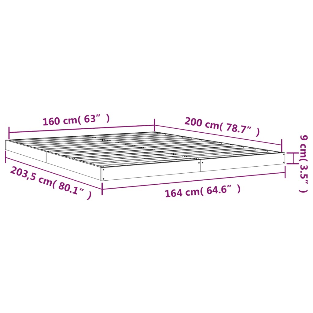 Okvir za krevet 160x200 cm od masivne borovine