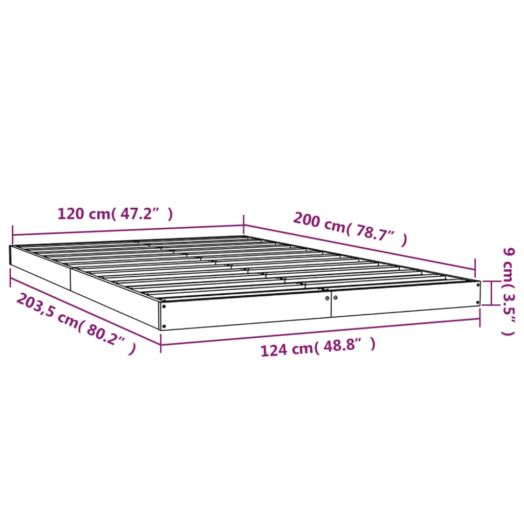 Okvir za krevet 120 x 200 cm od masivne borovine