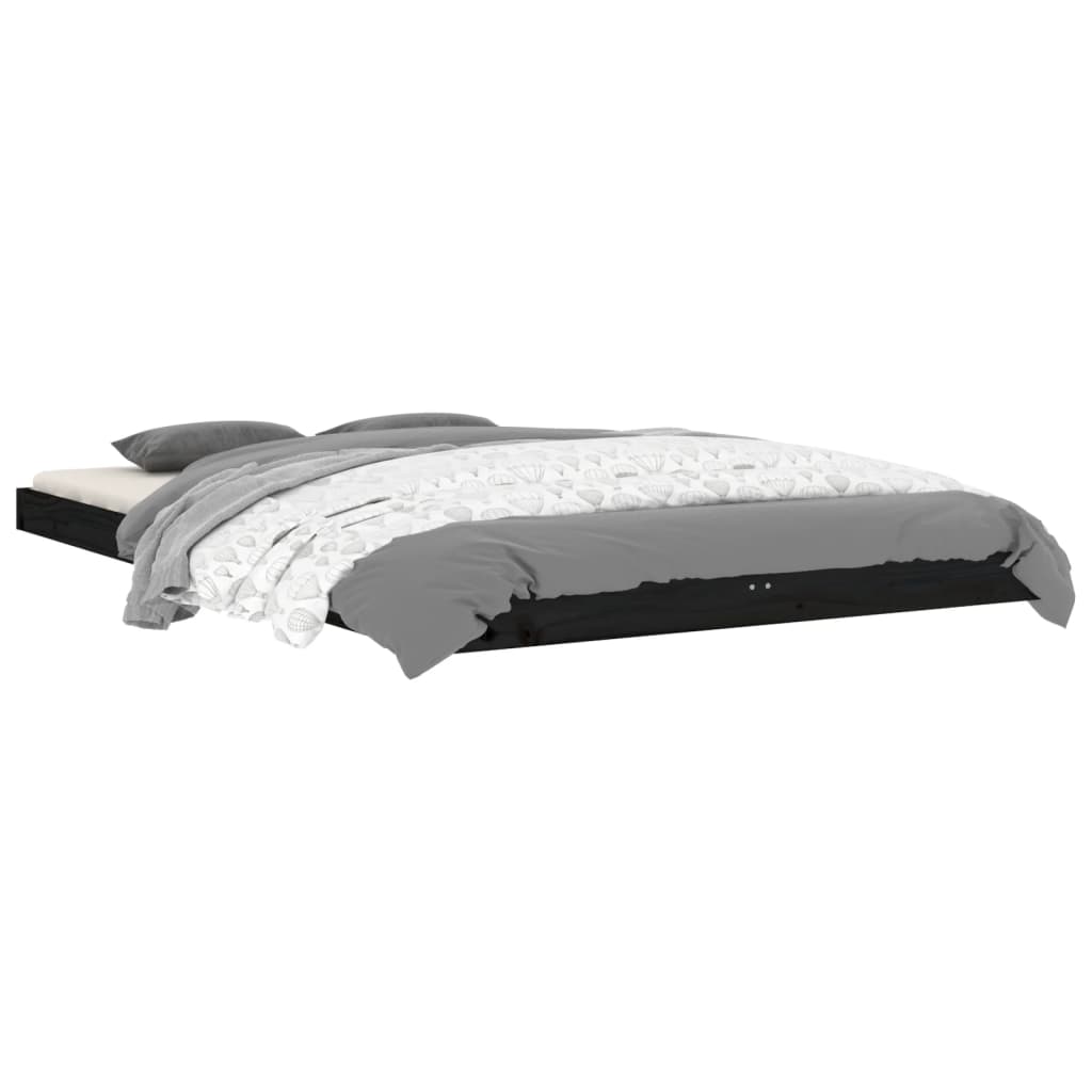 Okvir kreveta crni 120 x 190 cm mali bračni od masivne borovine