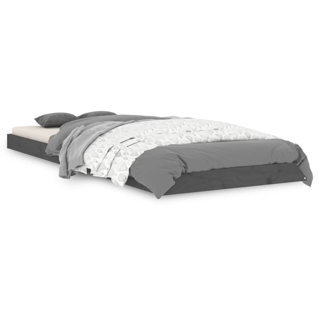 Okvir za krevet od masivne borovine sivi 75x190 cm mali