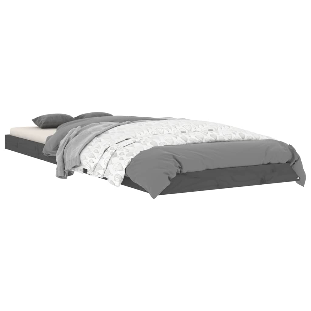 Okvir za krevet od masivne borovine sivi 75x190 cm mali