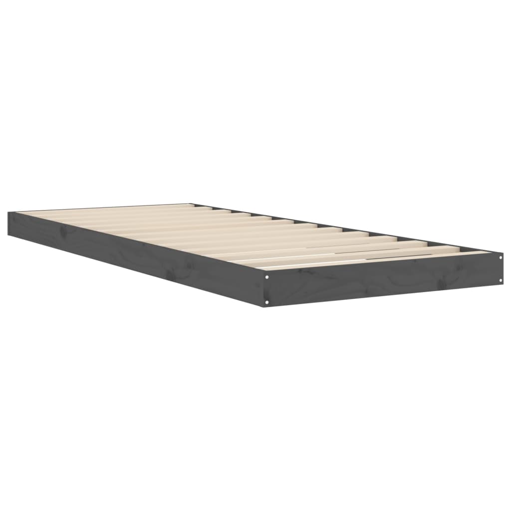 Okvir za krevet od masivne borovine sivi 75x190 cm mali