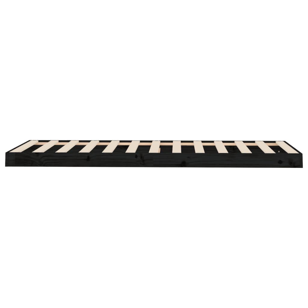 Okvir kreveta crni 75 x 190 cm mali od masivne borovine