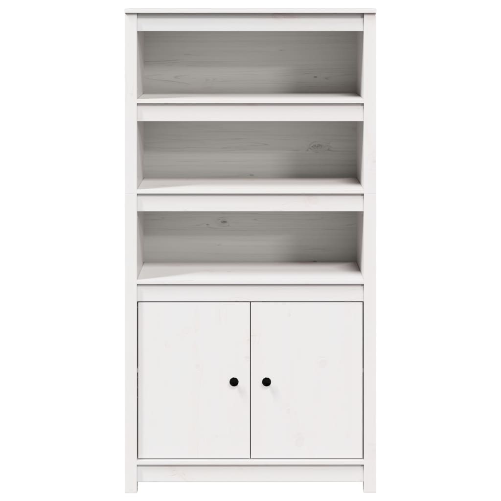 Visoka komoda bijela 80 x 35 x 154 cm od masivne borovine