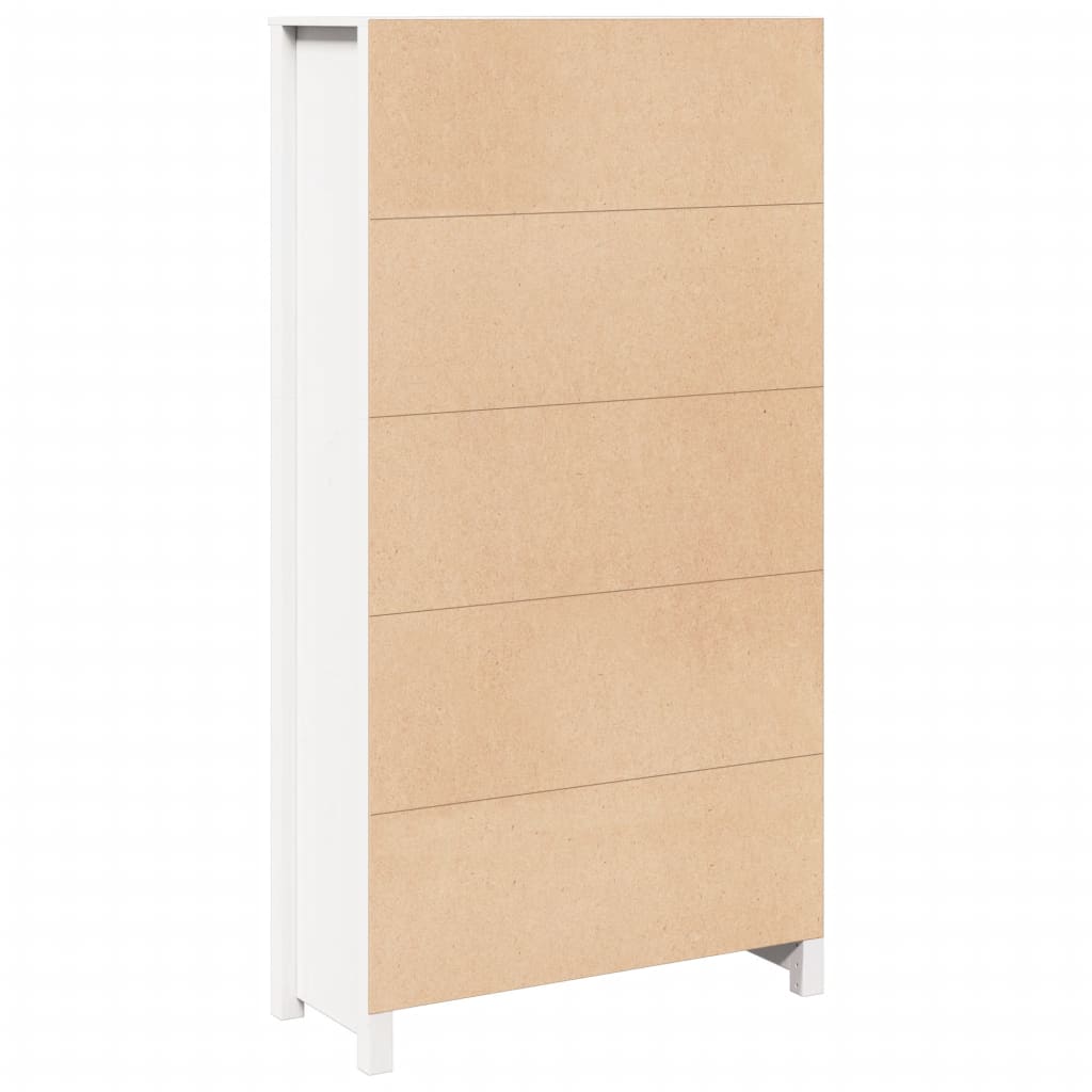 Visoka komoda bijela 80 x 35 x 154 cm od masivne borovine