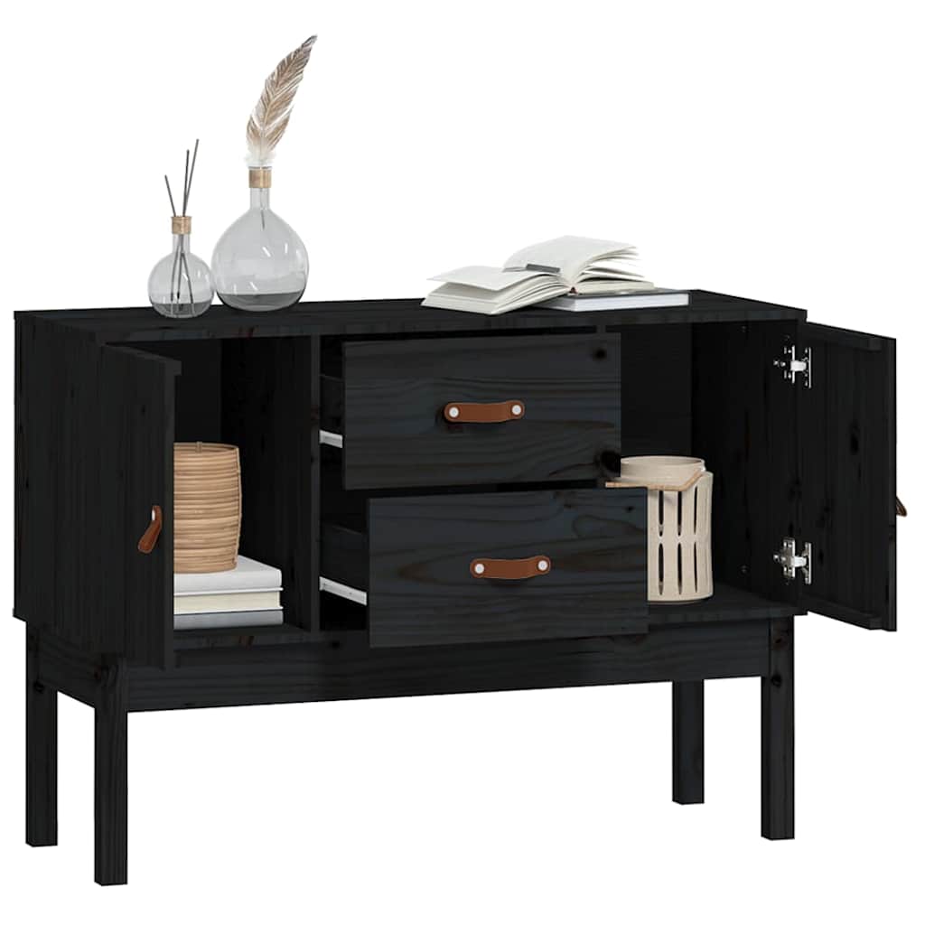 Komoda crna 110 x 40 x 78 cm od masivne borovine