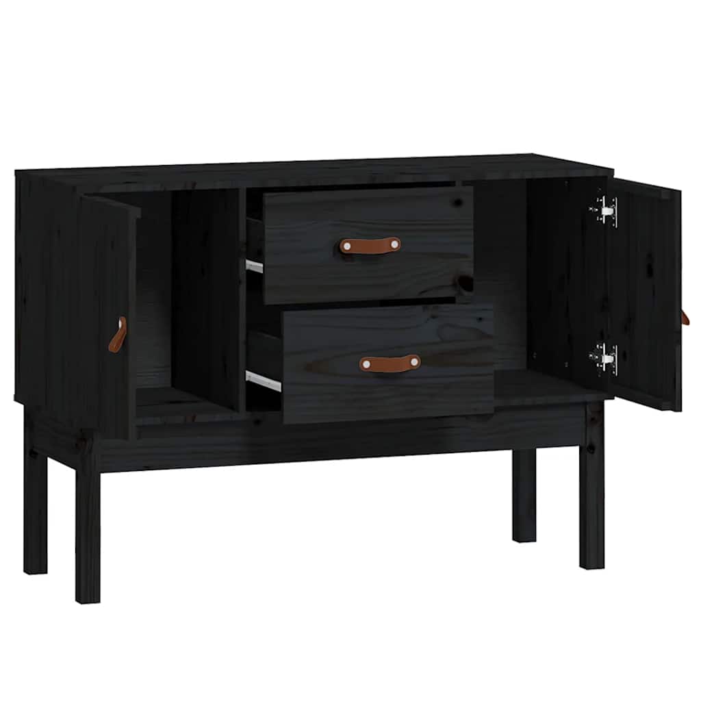 Komoda crna 110 x 40 x 78 cm od masivne borovine